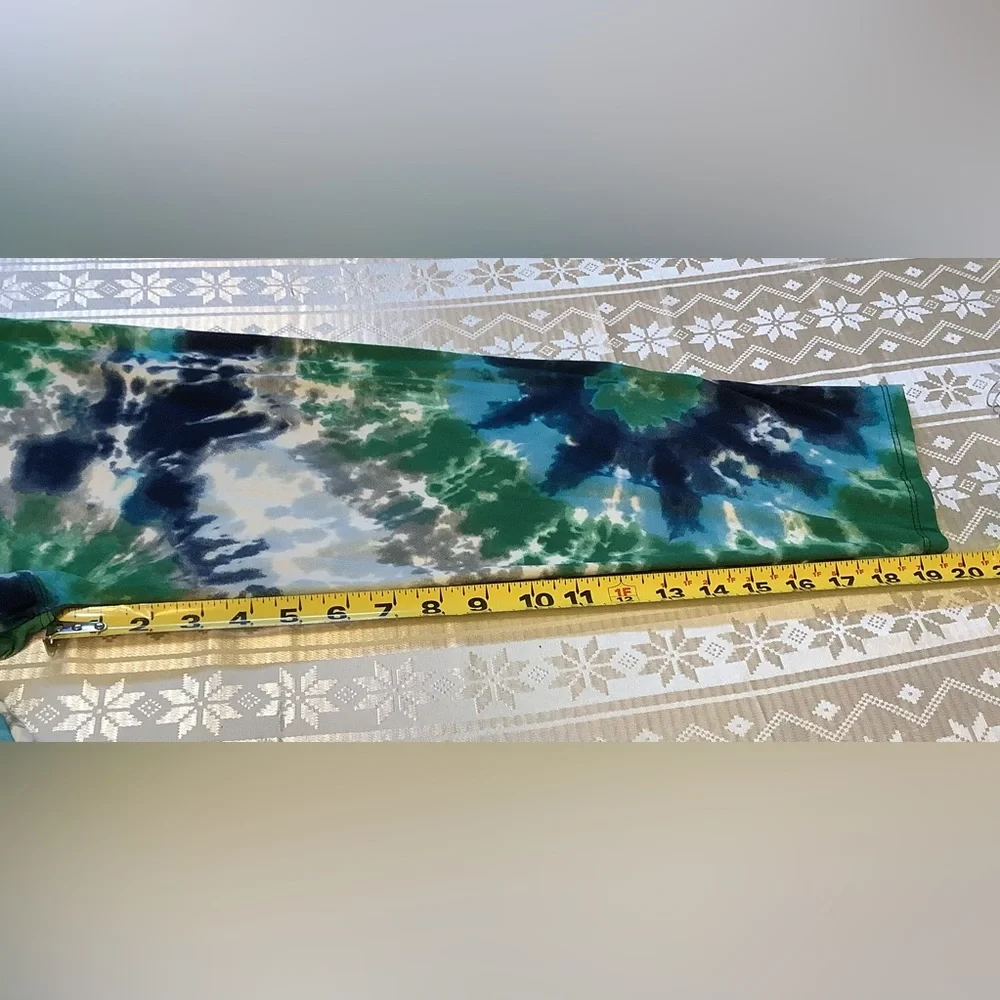 Leggings Capris Cropped Women’s 3XL-5XL Elastic Waistband Ocean Tie-Dye Pattern - Picture 3 of 8